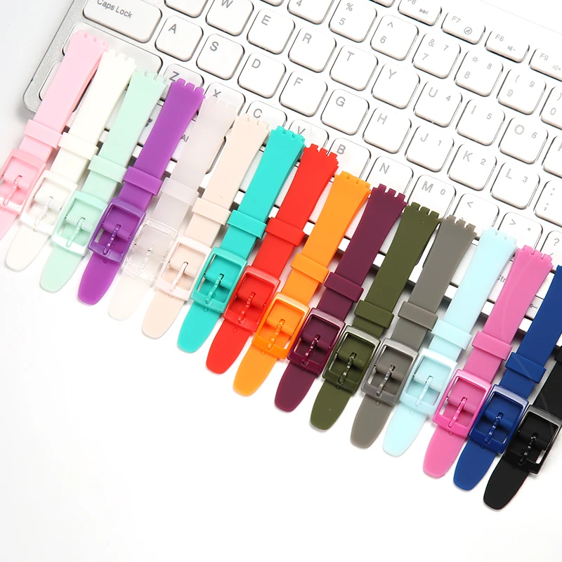 

12mm Multicolour Silicone band Waterproof Sports Strap Suitable For SWATCH Women Kids Bracelet Watch Accessories