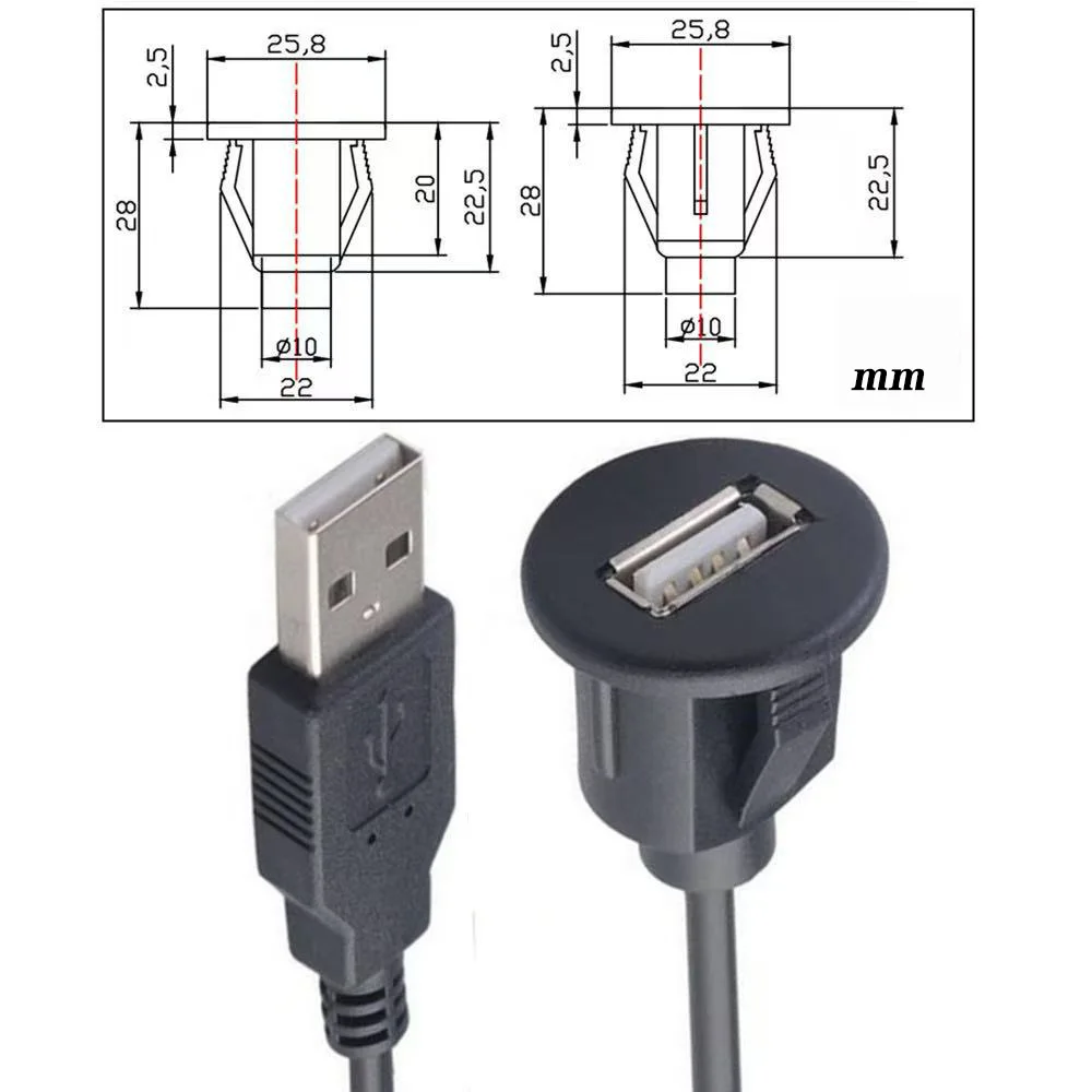 USB 2.0 между мужчинами и женщинами удлинительный кабель для скрытого монтажа на