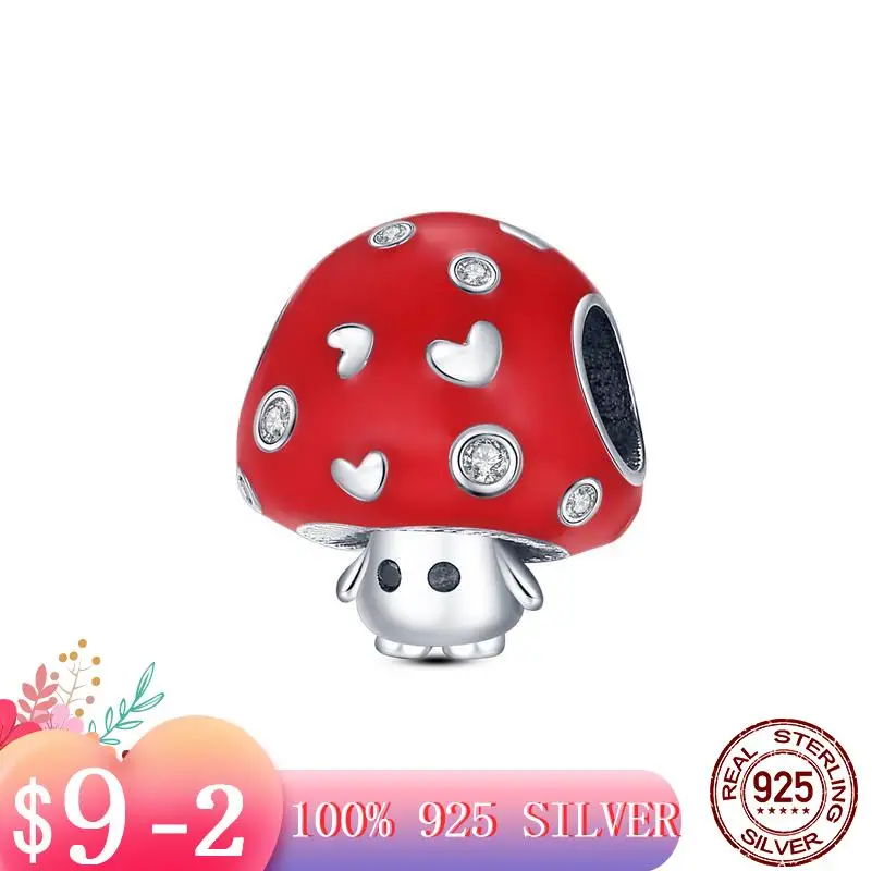 

Шарм-подвеска из серебра 925 пробы в виде красных грибов