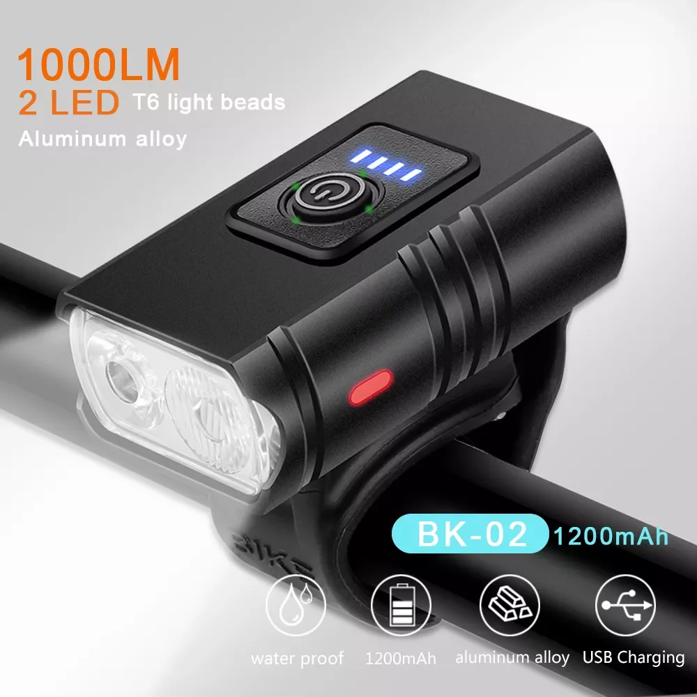 

LM Bike Light Front T6 LED USB Rechargeable Light Flashlight Torch Aluminum Alloy Cycling Headlight High Low Beam