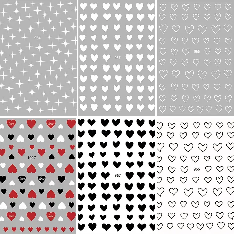 

1pc Love Heart Design 3D Nails Sticker Valentine's Day Colorful Heart Self-Adhesive Slider Decals Manicure Decoration Wholesale