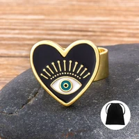 nidin new fashion evil eye black adjustable rings for women popular cute love heart rings best romantic lucky jewelry gift