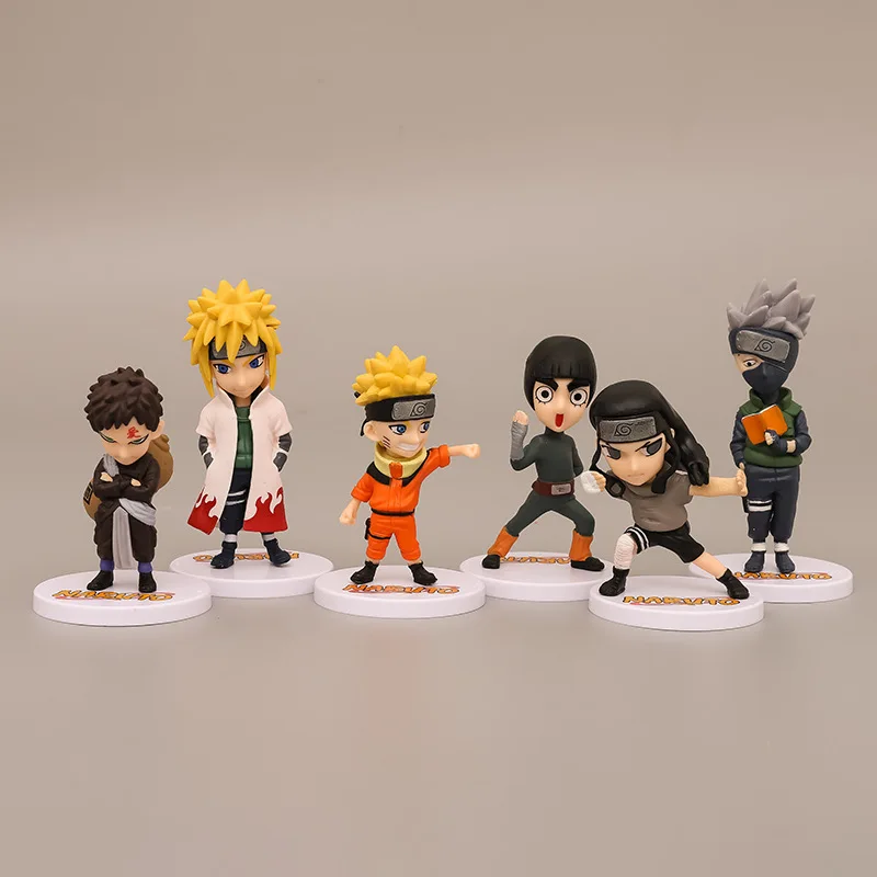 

6 Figures Naruto Gate Hinata Sasuke Itachi Kakashi Gaara Action Figures Model Doll Ornaments Kids Collection Gift Toys
