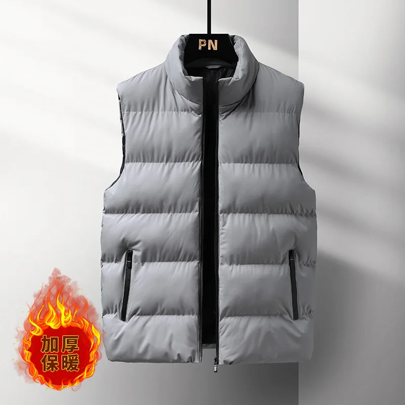 Men's Casual Fashionable Vest Autumn Winter Warm Cotton-padded Coat Korean Style Logo Printing Loose Fit