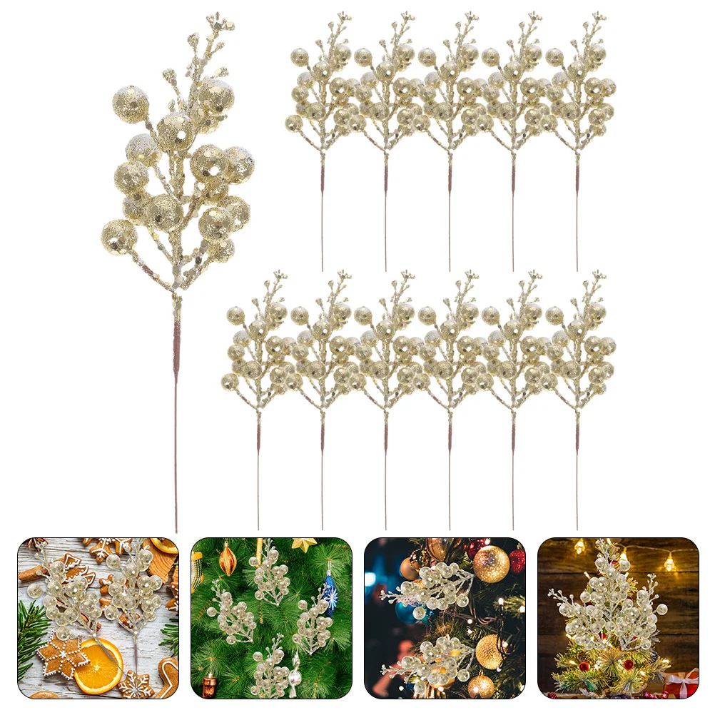 

12 Pcs Christmas Imitation Berries Fake Branches Xmas Tree Decoration Garland Berry Picks Home Wreath Artificial