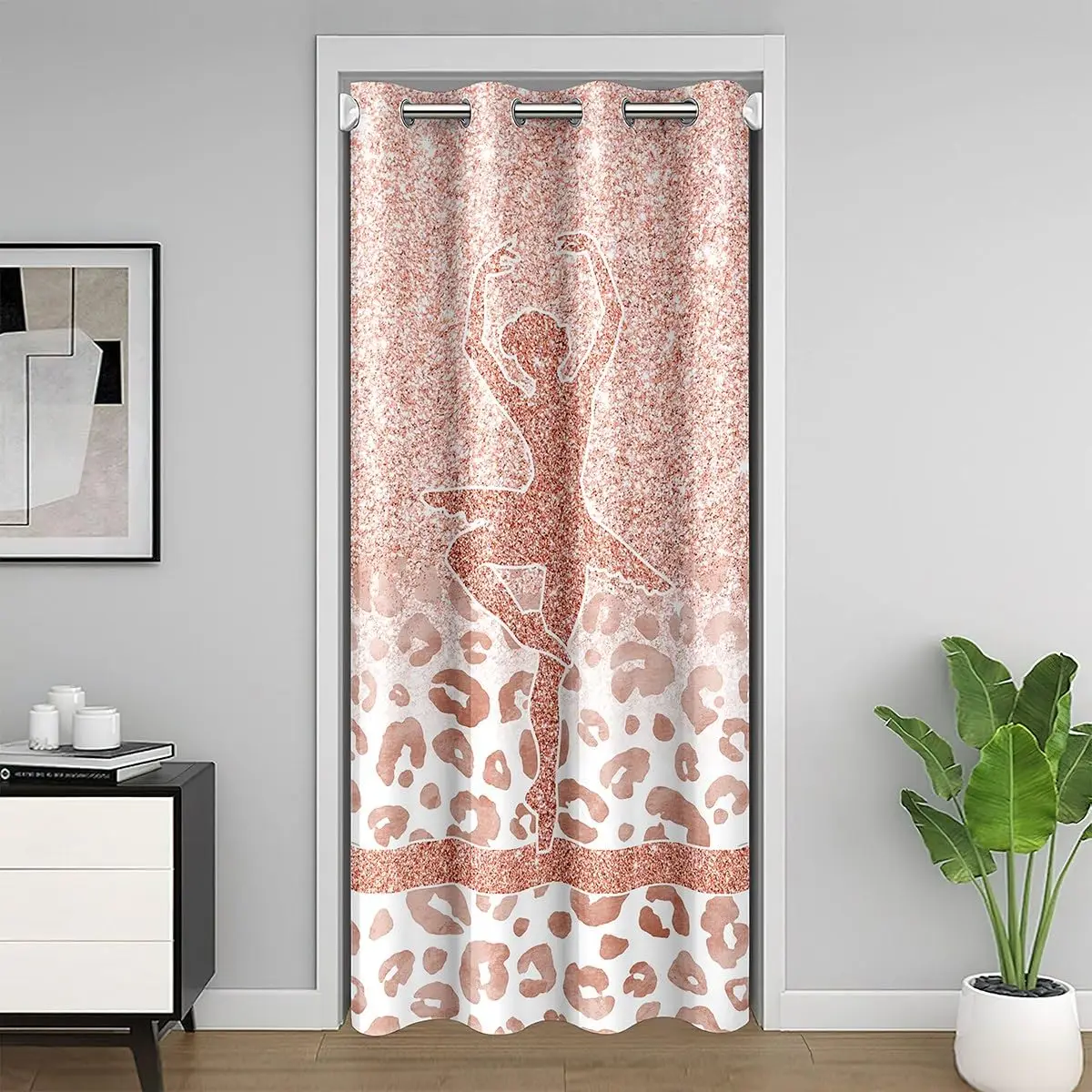 

Ballet Girl Print Door Curtains Doorway Privacy Closet Curtain for Bedroom Dining Blackout Doors Cover Grommet Divider Curtain