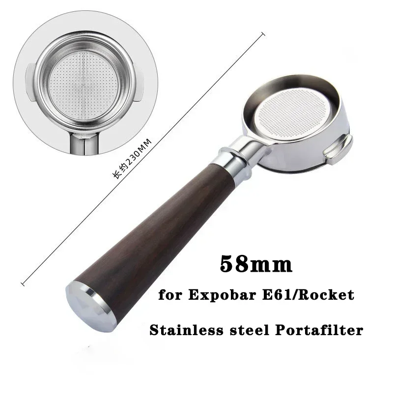 Бездонная ручка для портафильтра 58 мм из нержавеющей стали для Expobar E61/Rocket
