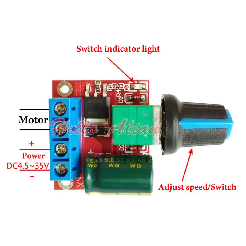 

Мини-регулятор скорости, 4,5-35 в, 5 В, 6 в, 9 В, 12 В, 18 В, 24 В, 5 А, 90 Вт, 20 кГц