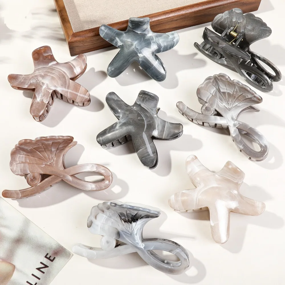 Новая заколка для волос в виде морской звезды с мраморным узором краба гинкго