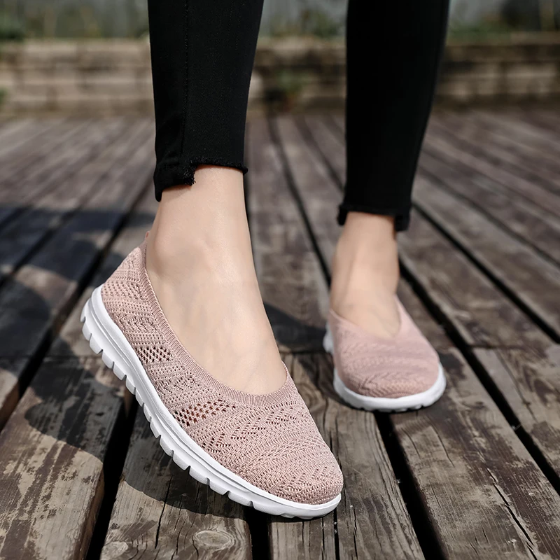 STRONGSHEN Women Sneakers Outdoor Slip-On Casual Mesh Shoes Summer Breathable Vulcanized Shoes Women Trainers Tenis Feminino