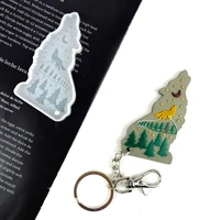 wolf shaped keychain silicone mold for resin diy animal jewelry pendant backpack mobile phone hanging epoxy mold