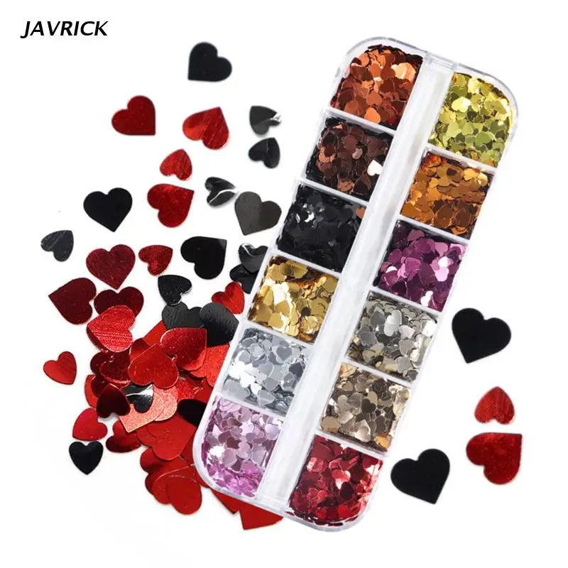 

Valentine's Day Metallic Love Heart Glitter Sequins Flakes Resin UV Epoxy Mold Fillings Nail Art Decorations DIY Crafts