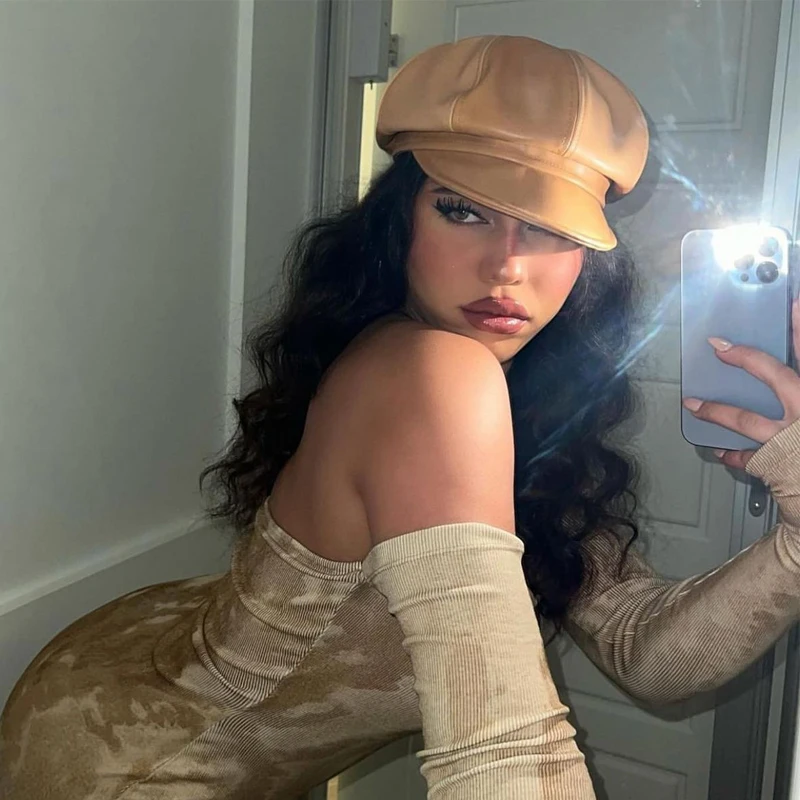 

Temperament Leather Octagonal Cap Berets Hat For Women Vintage Unisex Casual Newsboy Beret Solid Color New 2022 Headdress