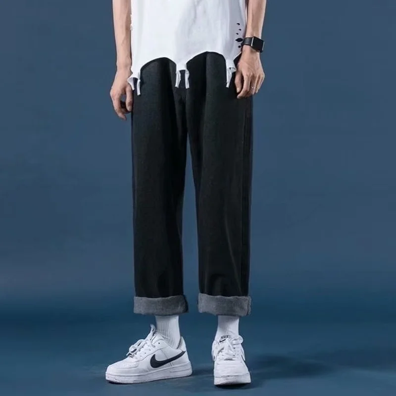 New Korean Version Trend Wide-leg Mopping Old Pants Light-colored Jeans Men's Spring and Autumn Loose Men's Pants Stacked Jeans
