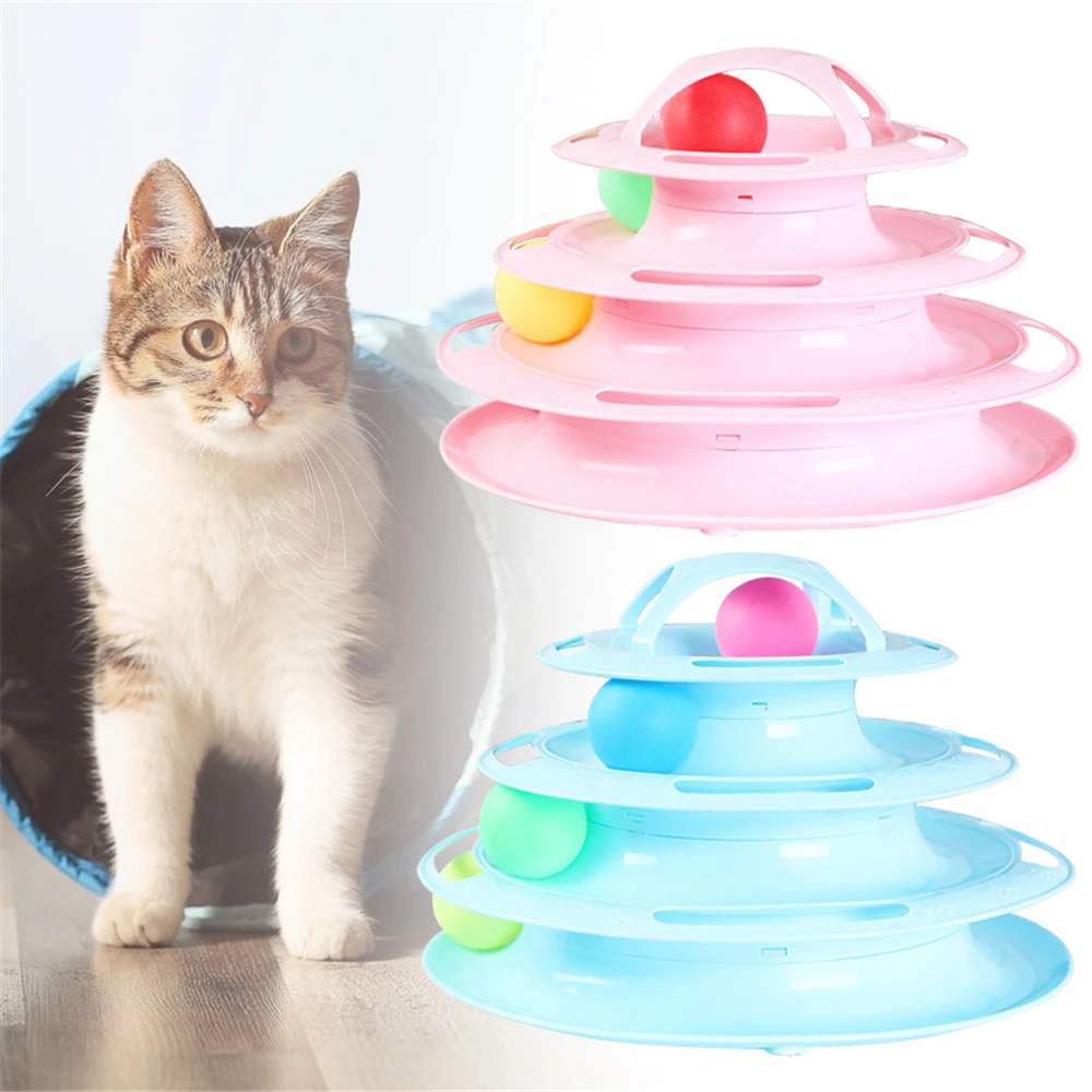 

4 Levels Pet Cat Toy Turntable Training Kitten Tower Tracks Disc Play Plate Cat Toys Interactive Cat Toy Pet Toys Pet Products