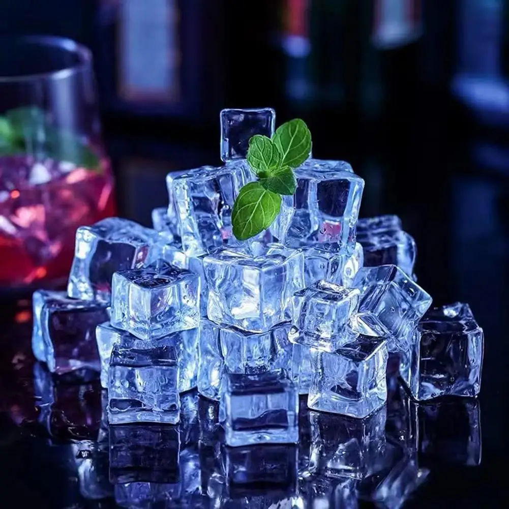 

Acrylic Fake Ice Cubes Transparent Square Decorative Crushed Ice Cubes Drinks Whiskey Photography Props 15mm 20mm 25mm