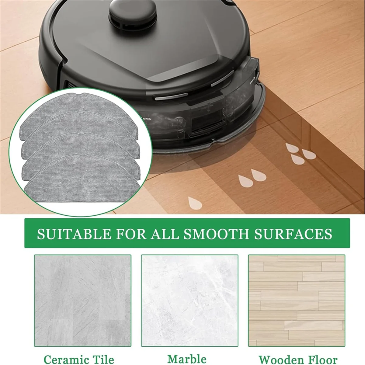 Запасная часть из 4 шт. для робота-пылесоса Eufy L60 накладка швабры микрофибры