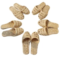 2023 summer fashion unisex home shoes womens straw woven new couple shoes handmade chinese style comfortable sandals