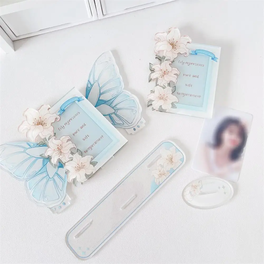 Сверхпрочный держатель для фотокарт Стильный акриловый Kpop тема розы лилии