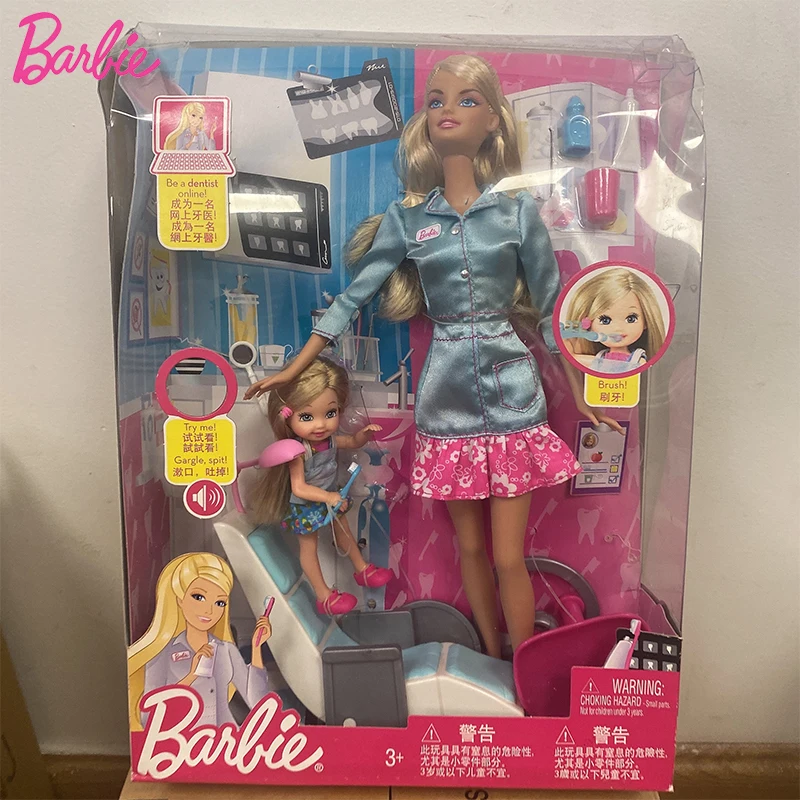 

(Сломанная коробка) оригинальный Барби будьте стоматологом врачом карьерной куклой аксессуары для зубной щетки домик игрушки для девушек семейное взаимодействие