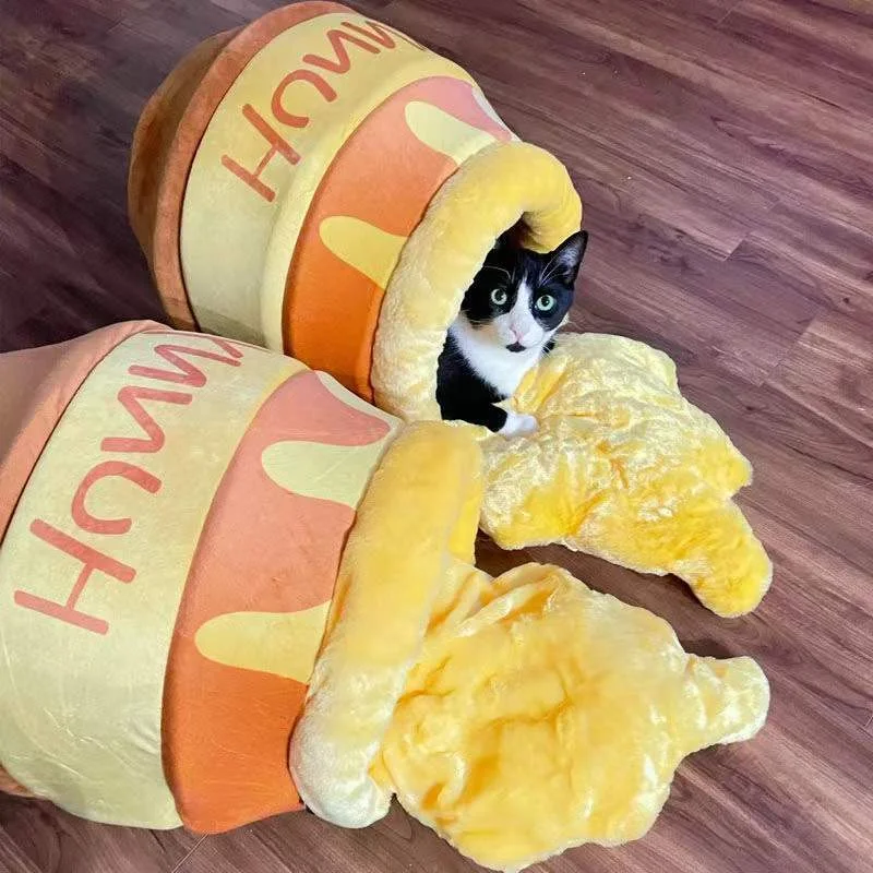 honey pot cat nest pet mat cat bed cute kawai plush warm bed pet house lovely puppy dinosaur shape dog bed donut dog blanket free global shipping