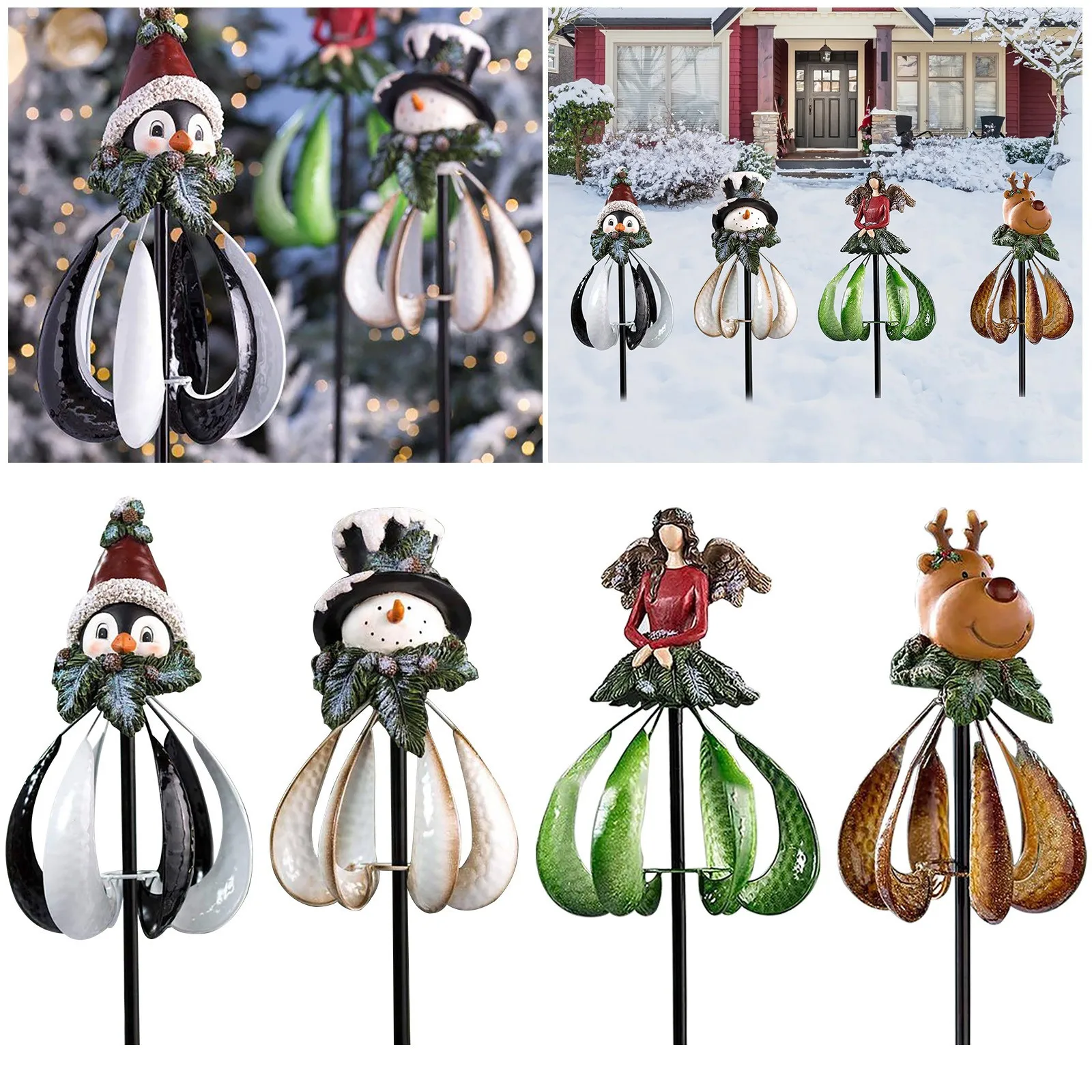 

Windmill Wind Wind Christmas Christmas Garden Decoration Snowman Spinners Rotating Chime Outdoor Window Light Catcher Rainbow