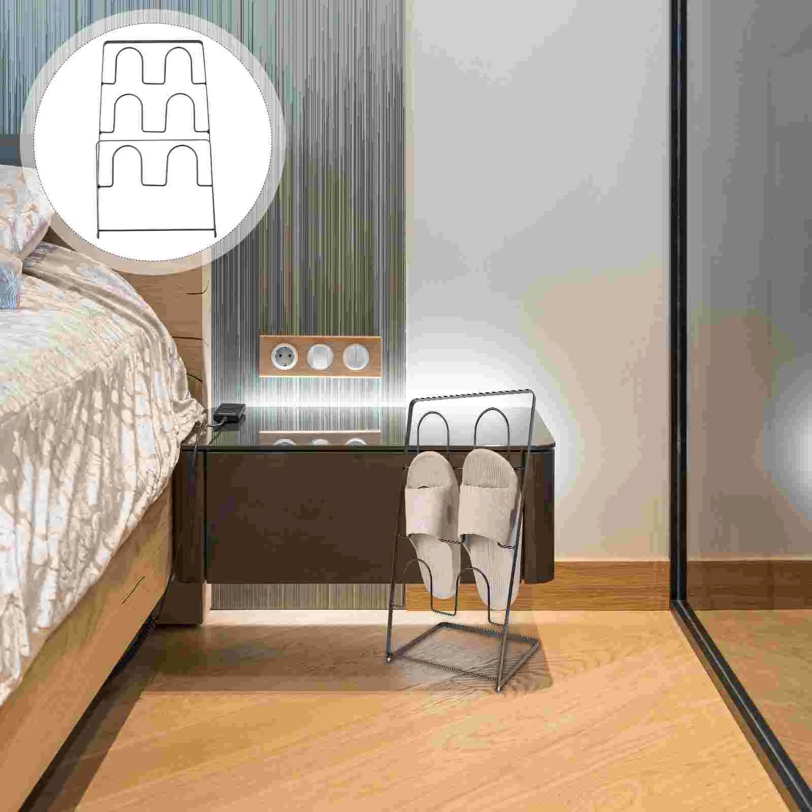 

Shoe Rack Storage Shelf Organizer Slippers Shoes Holder Slipper Sneaker Metal Stand Layer Display Wall Folding Mounted Entryway