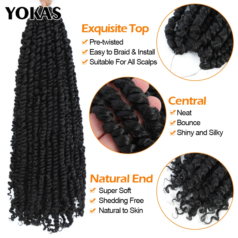 Passion Twist Hair For Africa Braids Synthetic Locs Crochet Braid Hair Extensions In Packs 6 10 18 24 Inch Pre-Twisted For Women images - 6