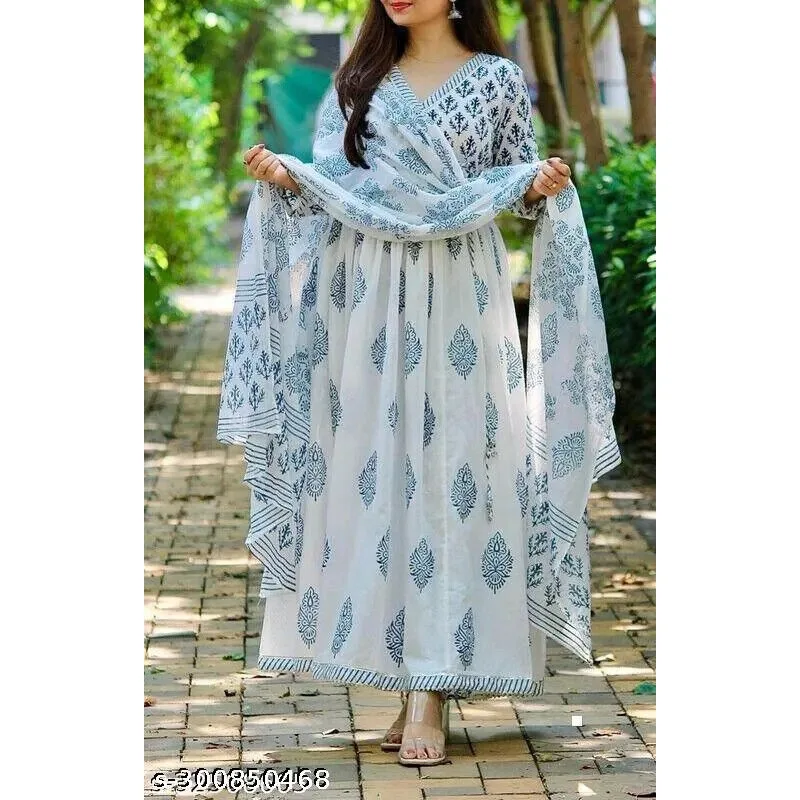 Женская этническая курта и дупатта Anarkali из вискозы для девочек