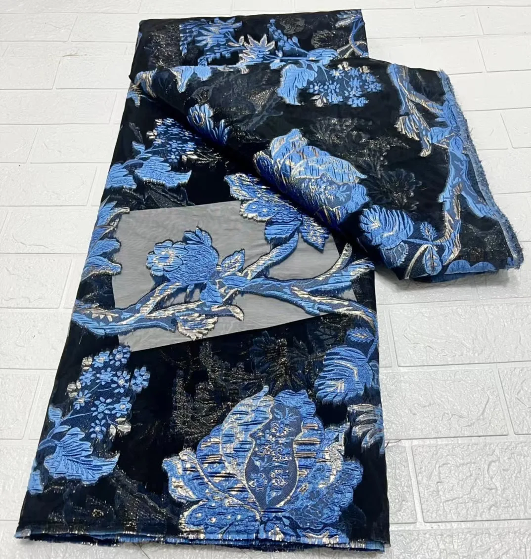

Blue New French Brocade Lace Fabric 2022 African Jacquard Lace Fabric Nigerian Tissu Lace Fabric for Party Sew Material LHD22143