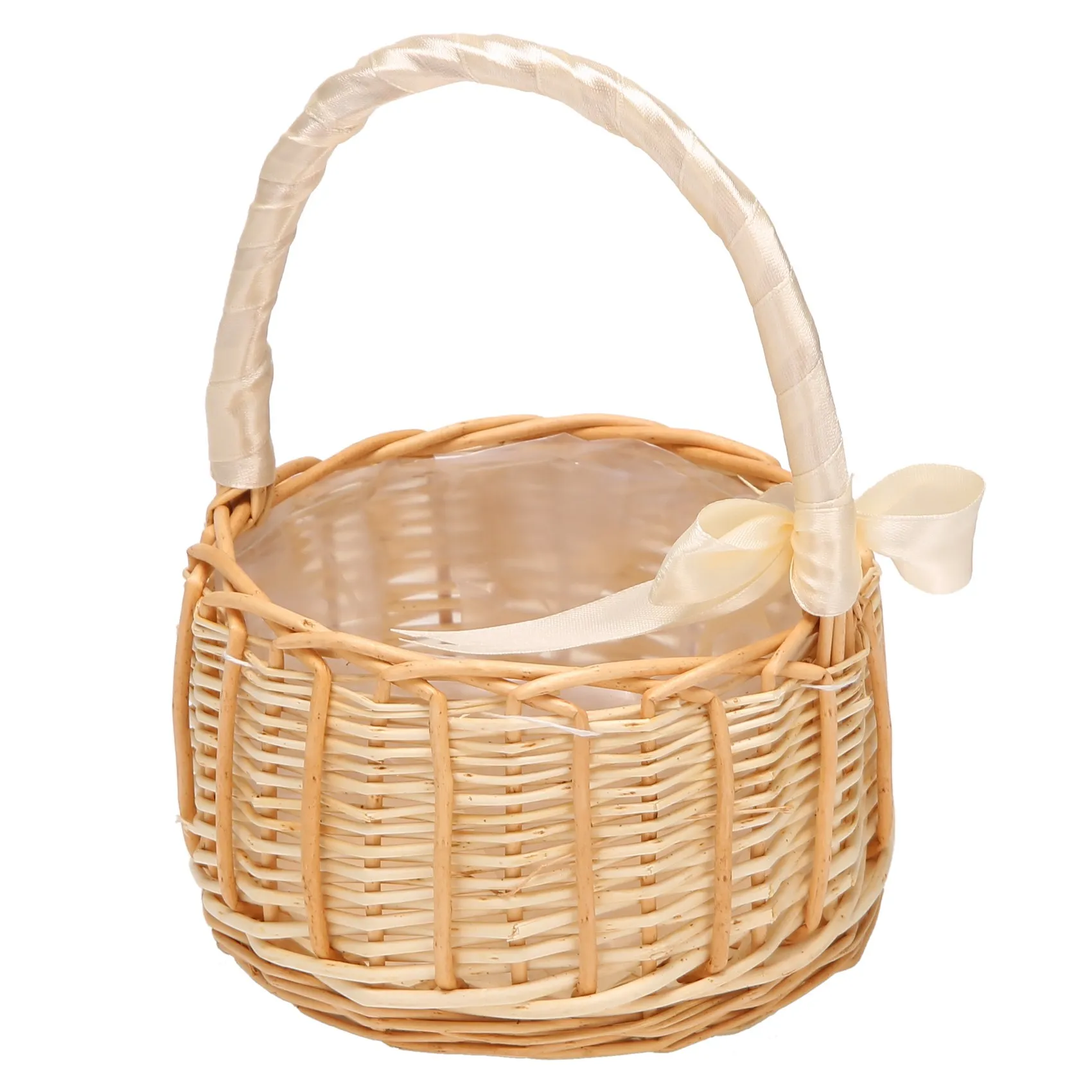 

Woven Flower Basket Rattan Storage Basket Flower Girl Hand Basket Handmade Flower Basket with Bow L