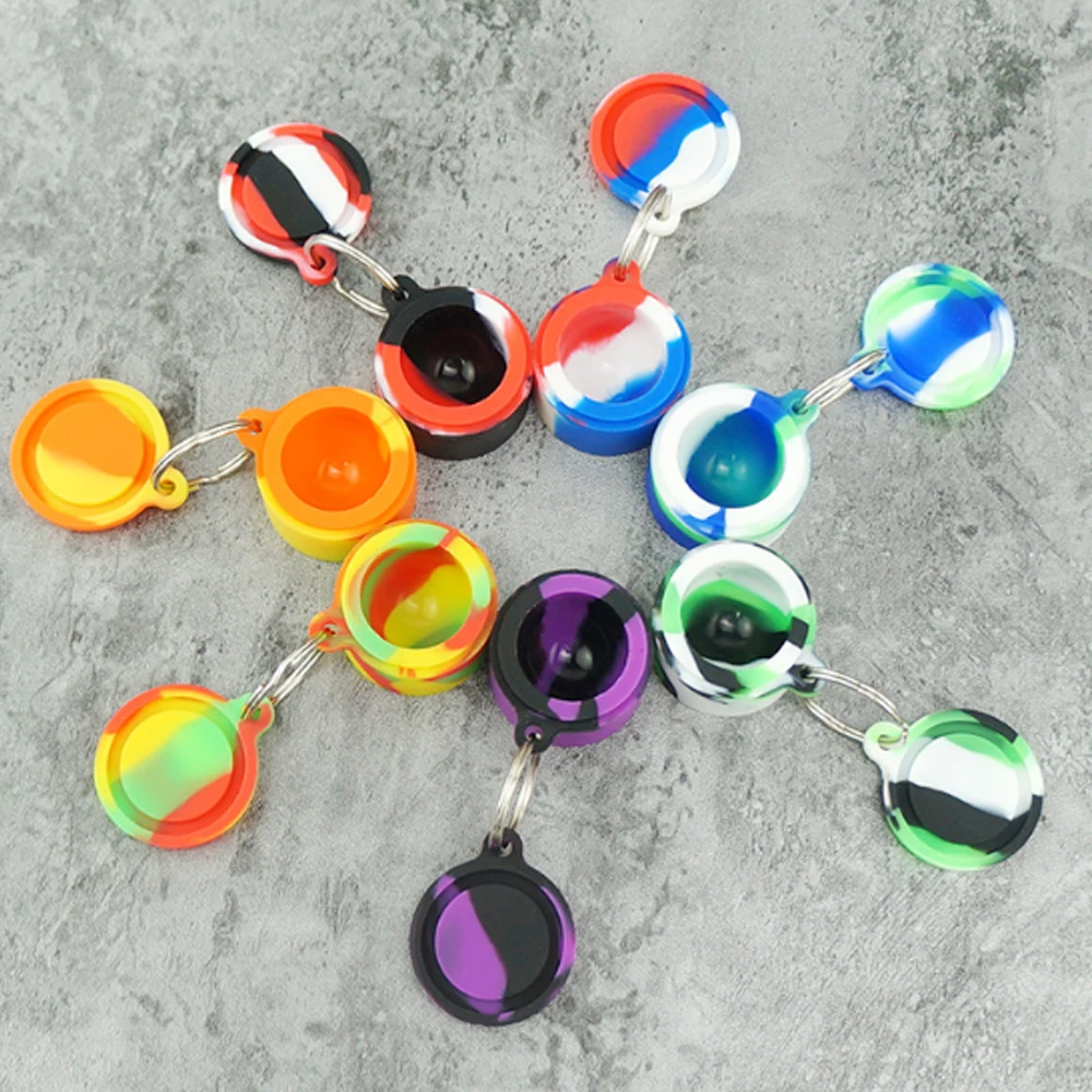 

20pcs Silicone Jar With Keychain Nonstick Bottle Container Face Oil Storage Box Cream Jars Makeup Case Cosmetic Home Accessories