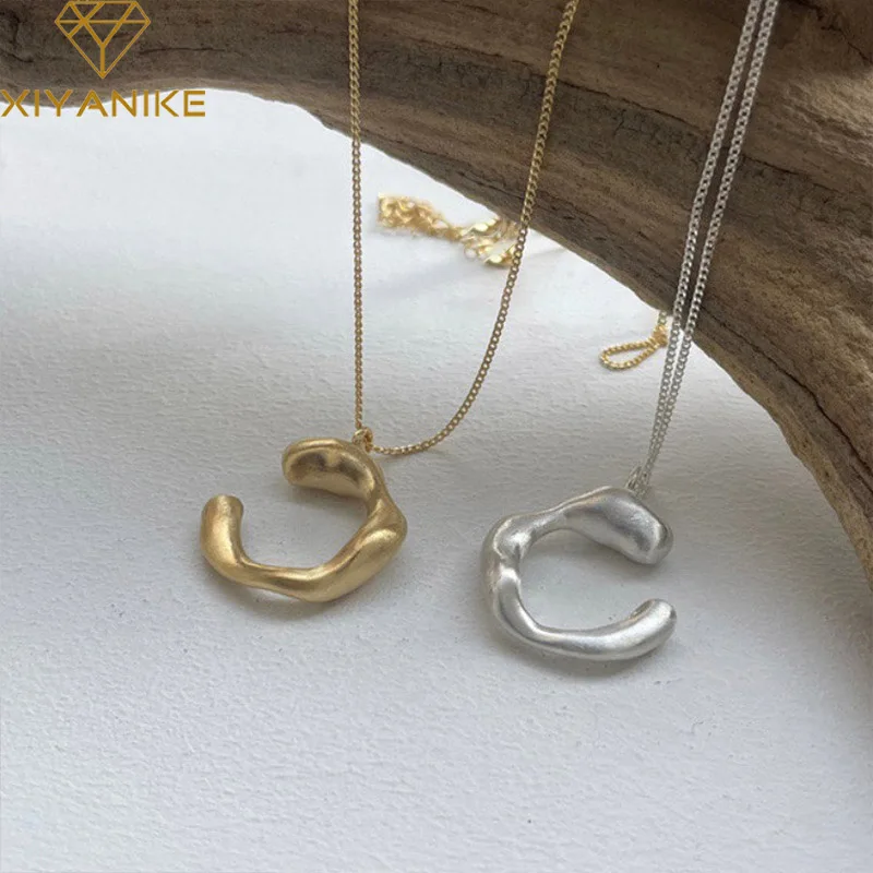

XIYANIKE Vintage Irregular Semi Circle Pendant Necklace For Women Girl Clavicle Chain Choker Fashion Jewelry Gift Party collier