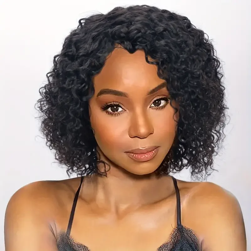 TNICE Натуральный Черный Вьющийся Афро Парик Короткие Вафляные Машинные Парики Из