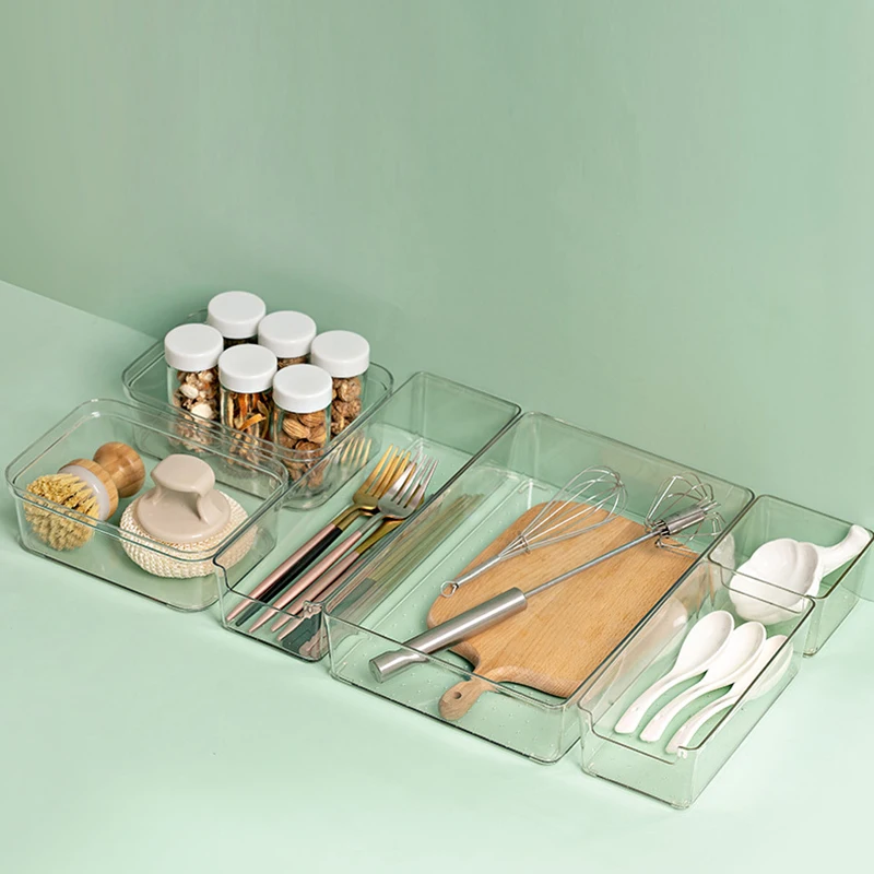 

Clear Drawer Organizer For Household Japanese Plastic Cosmetics Organizer For Student Stationery Grocery Kitchen Cutlery Boxes