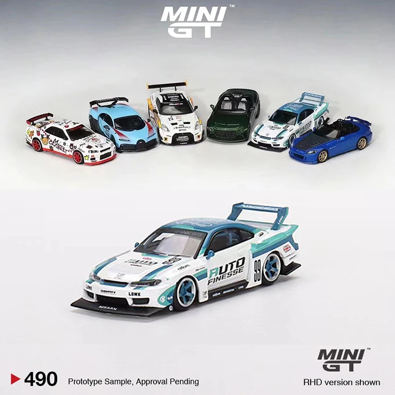 

MINI GT 1:64 Model Car Niss LB-Super Silhouette S15 Silvia Auto Finesse Alloy Die-cast Vehicle#490 RHD