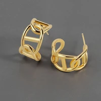 korea gold color hollow circle stud earrings fashion simple geometric earrings for women 2022 trendy party jewelry accessories