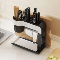 stainless kitchen knife stand fork chopsticks cage board integrated leaching storage rack arrangement chopping tool organizer