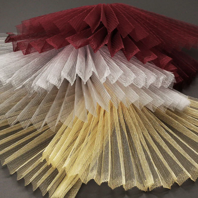

White Soft Mesh Pressed Crepe Fabric Organ Pleated Fabric Sewing Material Dress Stage Wedding Decor Wide 150cm Sold By Meter