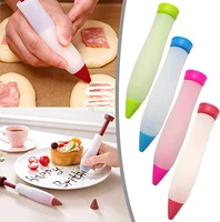 4pcs cake icing pen candy chocolate diy doodle pen for silicone food writing cream piping tips reusable milking grease pen