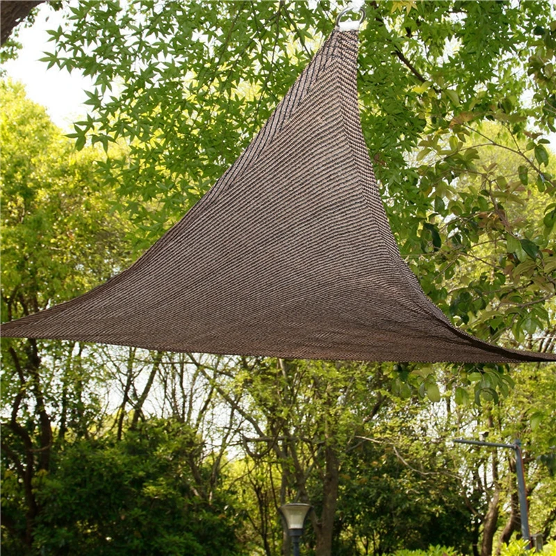 

Coffee HDPE Sun Shade Net 2*2*2m Outdoor Garden Sun Shelter Anti-UV Triangle Shade Sail Patio Awnings Succulents Plants Cover