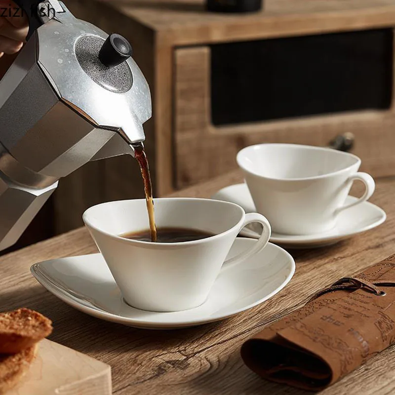 

Простая и чисто белая керамическая кружка, креативная кружка для кофе неправильной формы, набор посуды, чашка для сока, чашки для молока, чашка для напитков, товары для дома