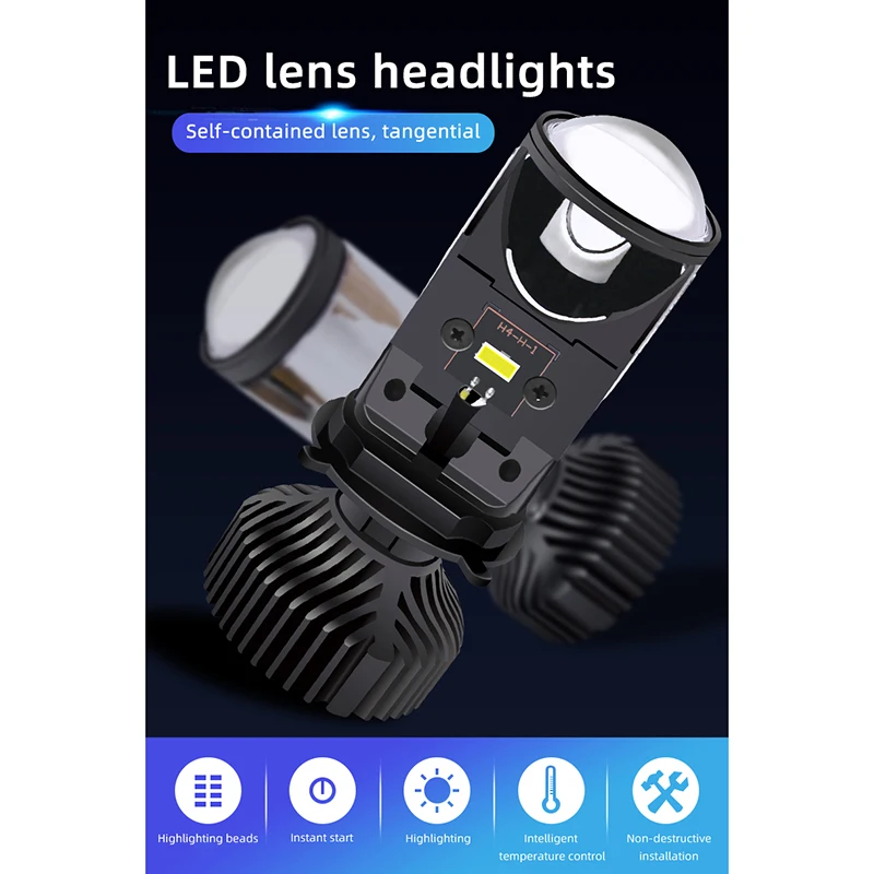 

60W/Pair Lamp H4 LED Mini Projector Lens Automobles Bulb 8000LM Conversion Kit Hi/Lo Beam Headlight RHD LHD Right