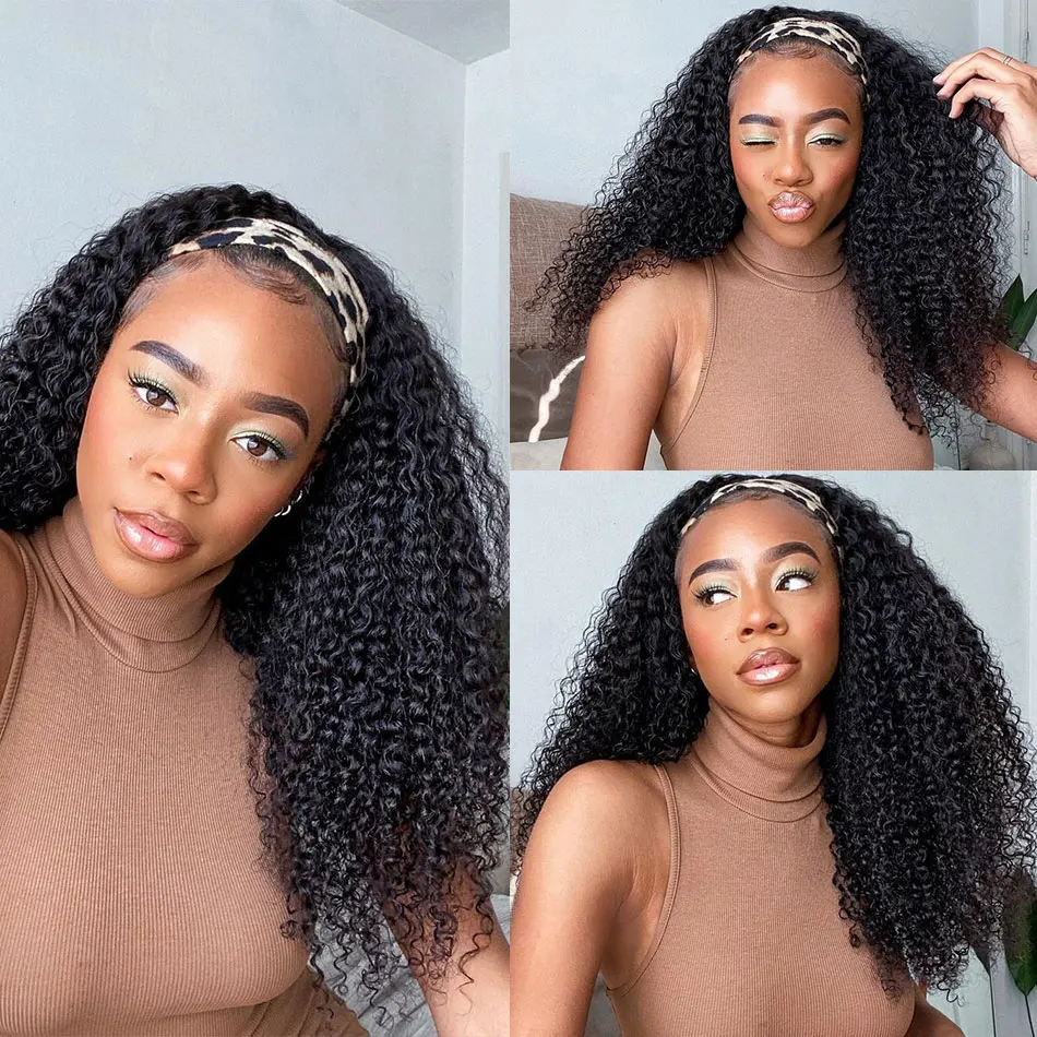 

Peruvian Hair Kinky Curly Headband Wig 100% Human Hair Headband Wig 180% Density Afro Kinky Curly Headband Wigs For Black Women