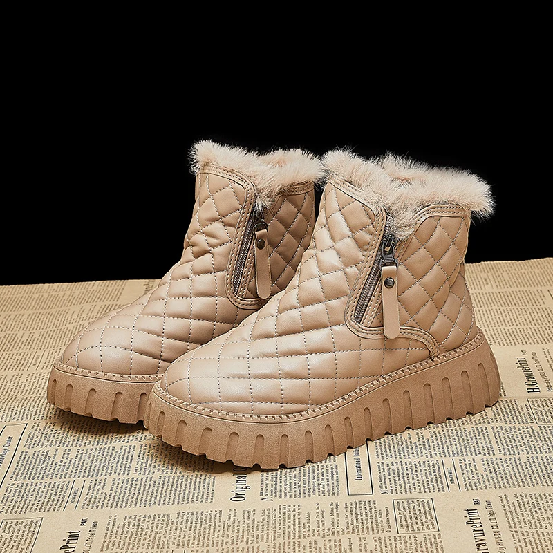 

2023 Fashion Fall and Winter Women Shoes Versatile Warm Boots High-top Warm Snow Boots Ladies Classic Slip-on Thick Plush Shoes