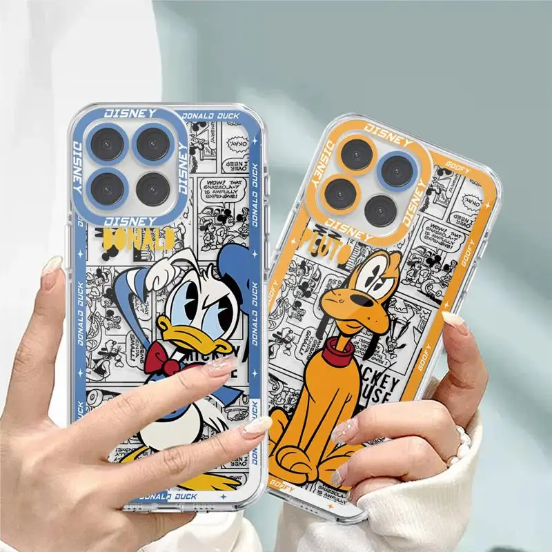 Cartoon Mickey Mouse Phone Case For iPhone 16 15 14 13 12 11 Mini Pro Max X XR XSMax 7 8 Plus SE20 Transparent Cover