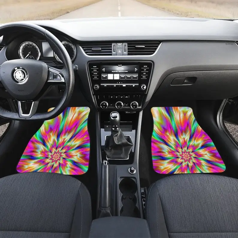 

Colorful Psychedelic Abstract Art Car Floor Mats Set, Front and Back Floor Mats for Car, Car Accessories