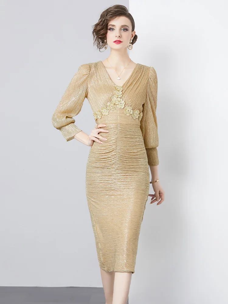 Европейская мода элитное роскошное платье в стиле ретро элегантное тонкое