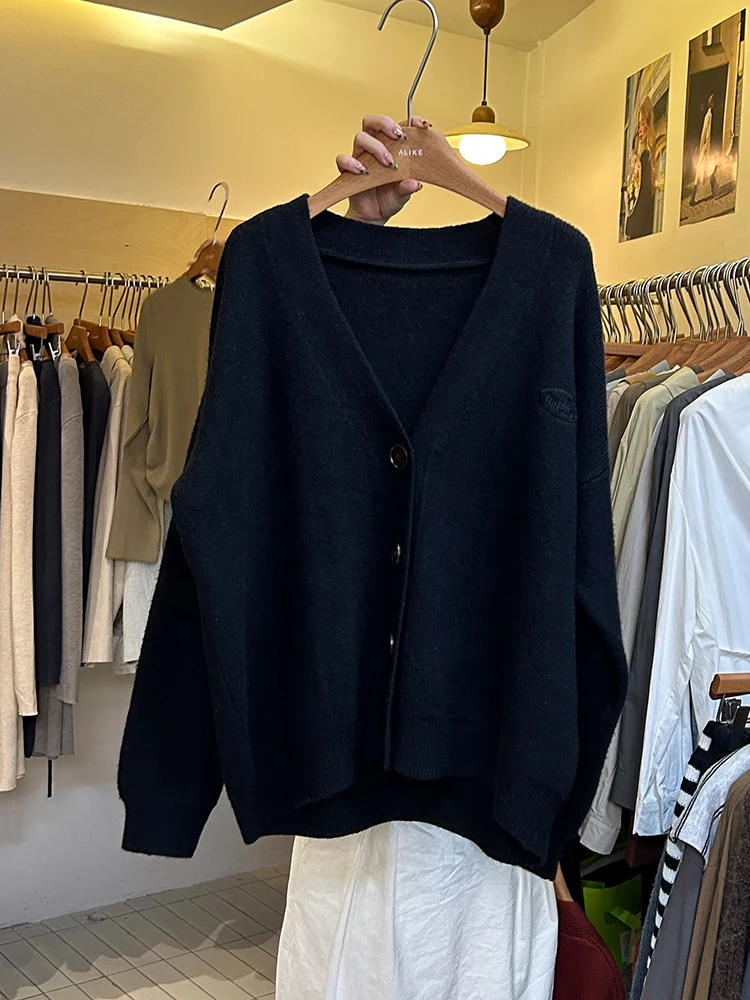 Dongdaemun Женская одежда 2024 новый ленивый свободный вязаный кардиган женский