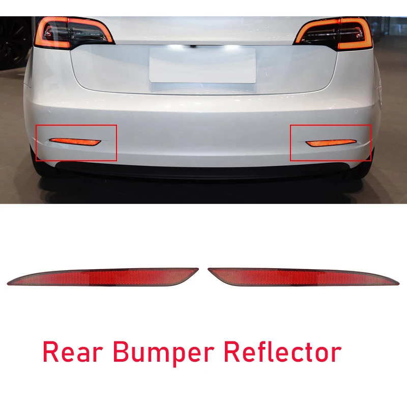 

LED Car Rear Bumper Reflector Light Driving Brake Lamp Taillight Rear Bumper Light Sticker Trim for Tesla Model 3